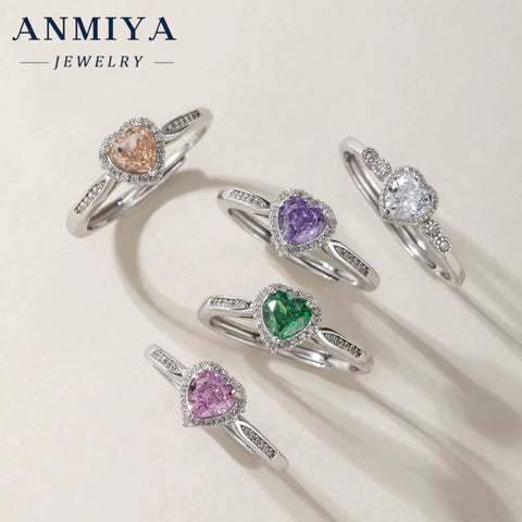 Fashion Jewelry Ring Manufacturer 5A Zircon Stone Ring Eternity Heart Ice Cut Ring for Women Lover