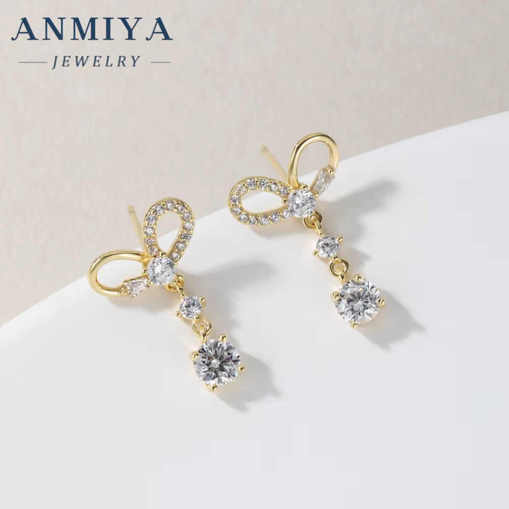 Fashion Heart Drop Zircon Earrings Jewelry Women 18K Gold Plated Zircon Earrings Heart Stud Earring Trendy for Women