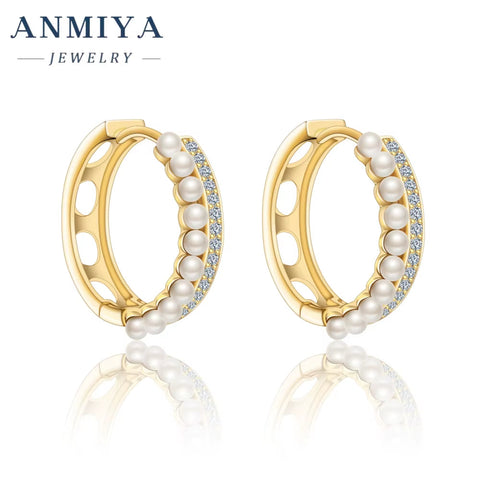 Minimalist Jewelry 18K Gold S925 Sterling Silver Pearl Huggie Hoop Earrings