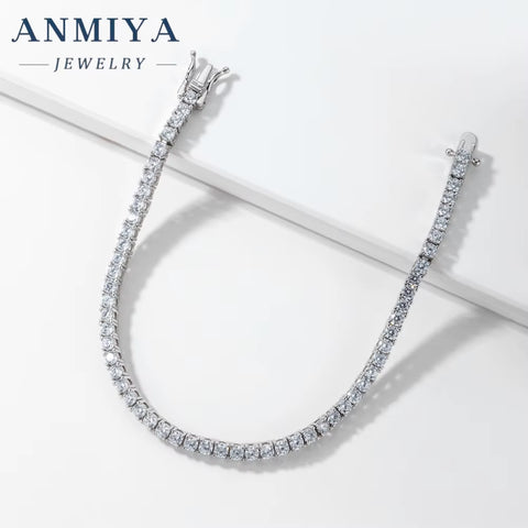 ANMIYA Tennis Bracelet 925 Sterling Silver Jewelry Leaf Bracelet Silver 925 Zircon Tennis Bracelet for Men Women