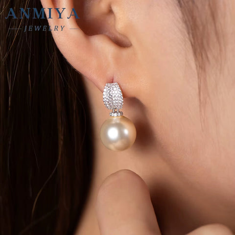 ANMIYA Dangle Fresh Water Pearl Vintage Elegant Sweet Girl Earrings for Fashion Women