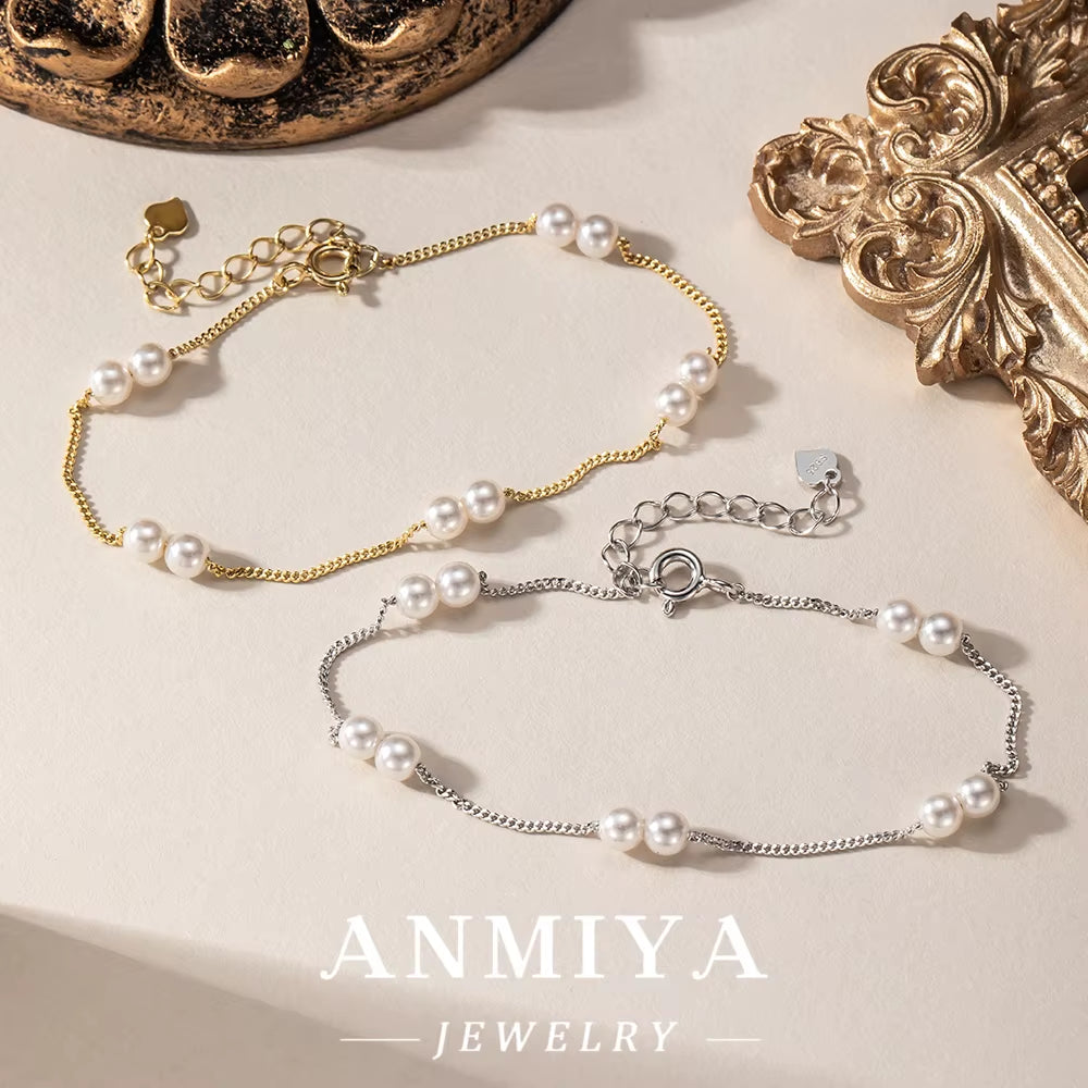 Handmade 925 Silver Jewelry Pearl Bracelet for Wedding Accessories with 6Mm Pearls and Sterling Clasp