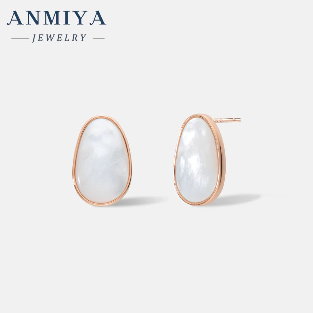 S925 Sterling Silver Korean Style White Shell Earrings Luxury Fashion Jewelry Wholesale Earrings