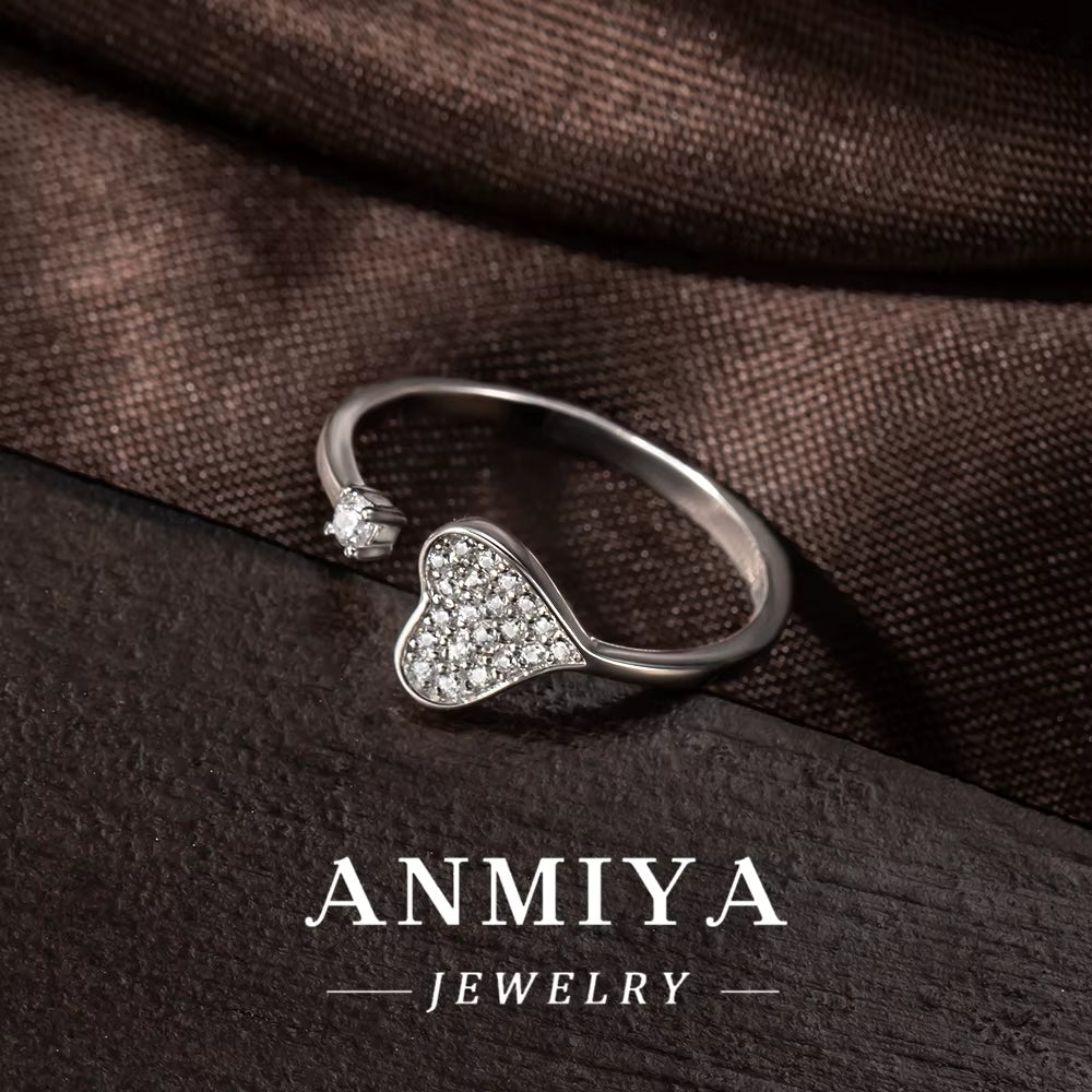 Minimalist Design Silver Heart Ring Adjustable Layering Stack Rings Women'S Fashion Jewelry for Jewelry Wholesale