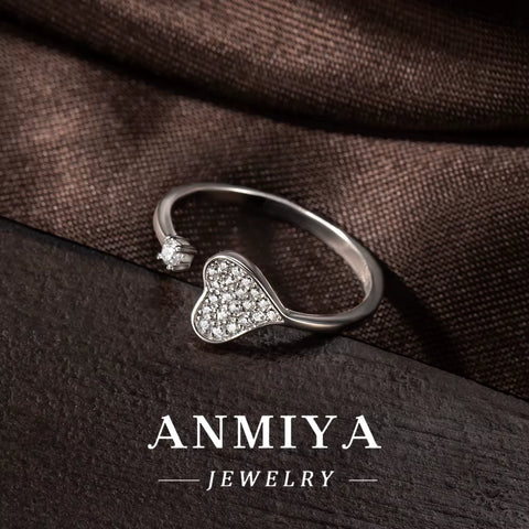 Minimalist Design Silver Heart Ring Adjustable Layering Stack Rings Women'S Fashion Jewelry for Jewelry Wholesale