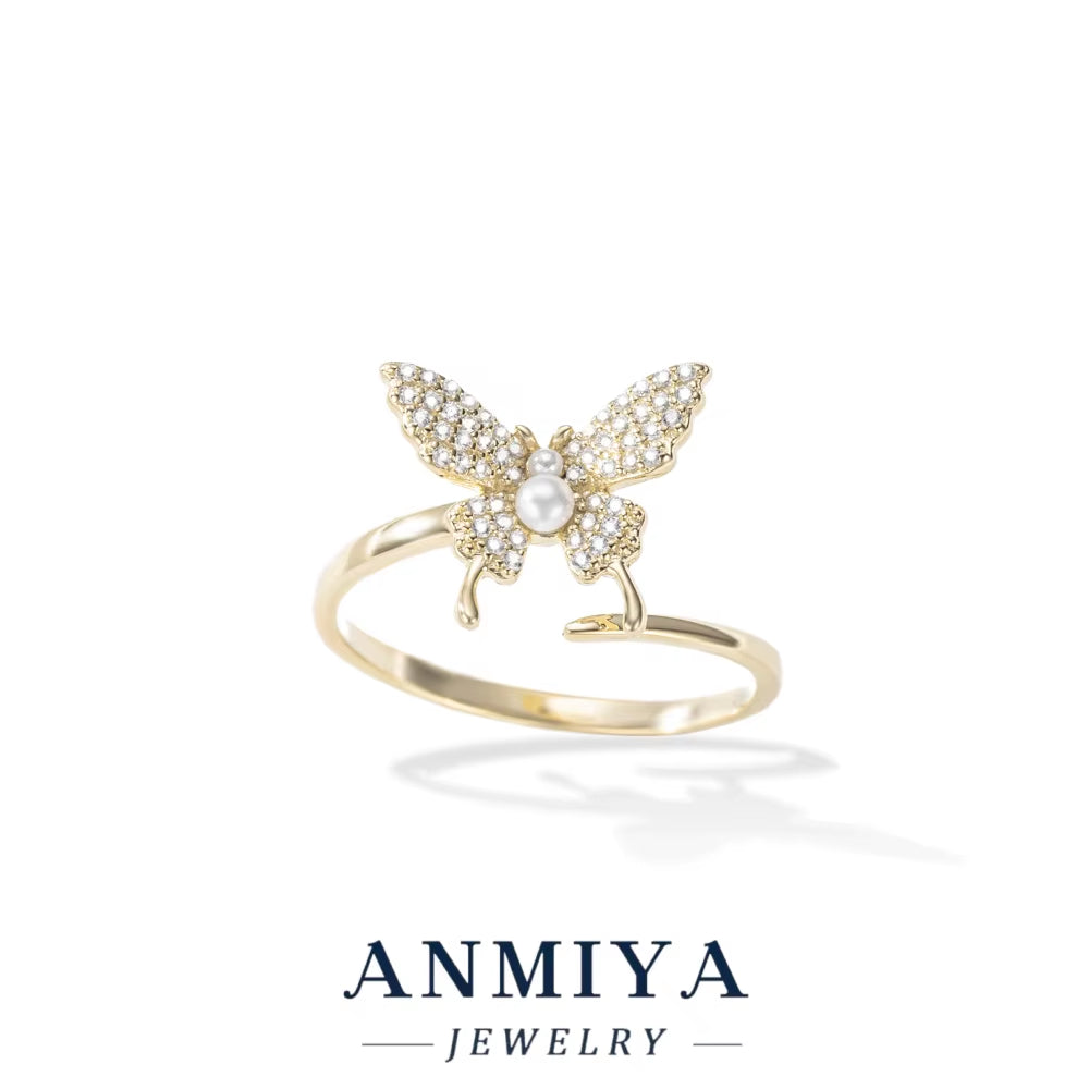 Elegant Butterfly Adjustable Silver Ring Anti-Tarnish Trendy Party Jewelry Women'S Fashion Accessories
