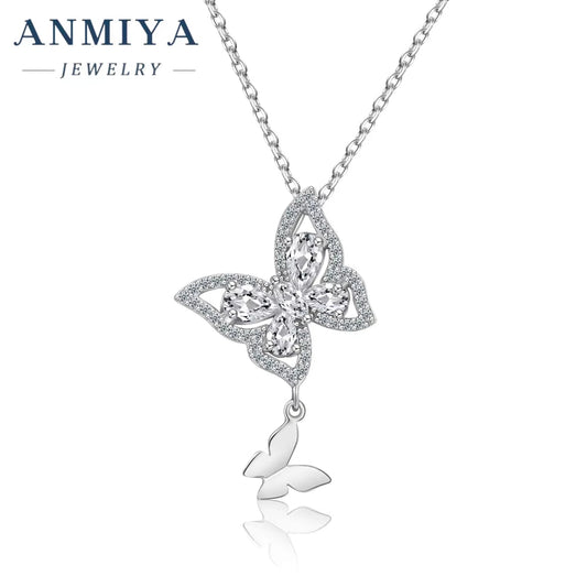 Dainty Butterfly Pendant Necklace 925 Sterling Silver Necklaces for Women Jewelry