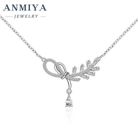 New Design Fashion Chains Necklaces Diamond 925 Silver CZ Stone Necklace for Women
