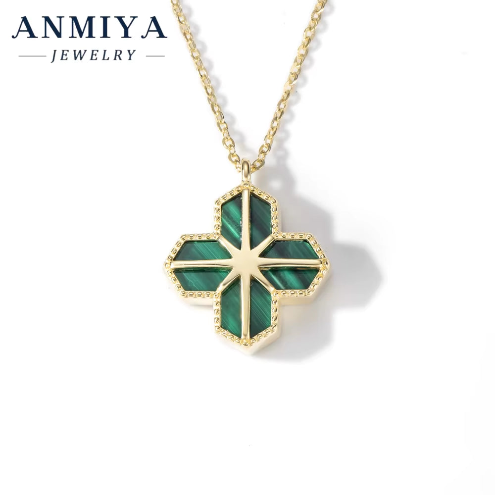 Silver Jewelry Collection: 925 Sterling Silver Malachite Necklace, Crafted for Elegance