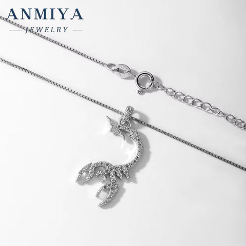 ANMIYA Punk Rock Scorpion King Pendant Animal Jewelry Cool 925 Silver Scorpio Men'S Boy'S Scorpion Pendant Necklace
