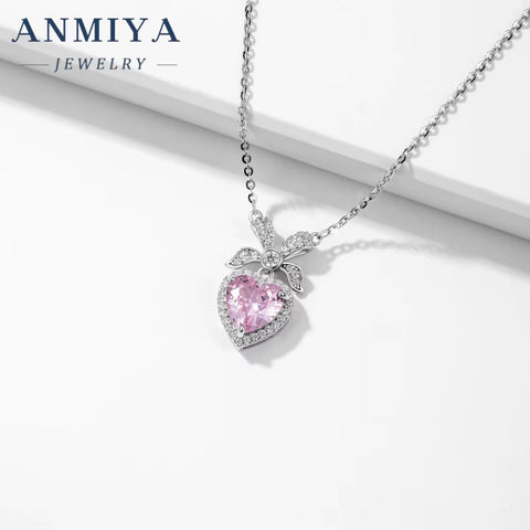 ANMIYA High Quality New Design Necklace Jewelry Colorful Ice Flower Cut Zircon 925 Sterling Silver Fashion Pendant Necklace