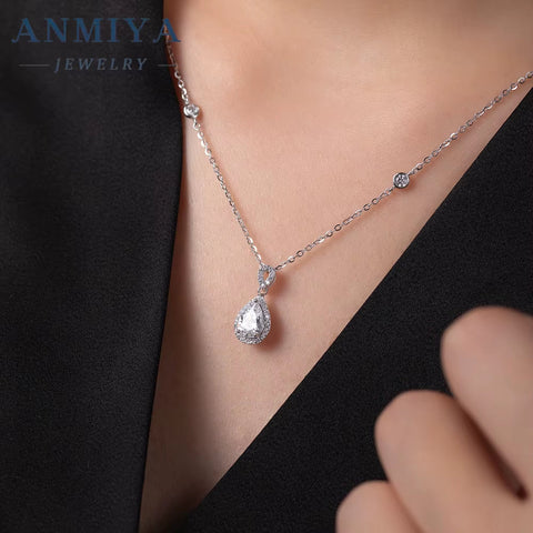 925 Iced Out Flower Shape Charm Chain Gold Plated Silver White Zircon Necklaces Pendant Necklace Fashion Zircon Link Chain