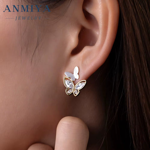 Anniversary Gift 925 Sterling Silver Fashion Jewelry Pendent Necklaces Butterfly Stud Earrings Set Jewelry for Women