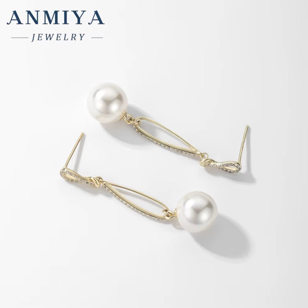 ANMIYA INS Trendy Fashion Long Fringe Tassels Fresh Water Pearl 925 Silver Customize Stud Earrings for Women