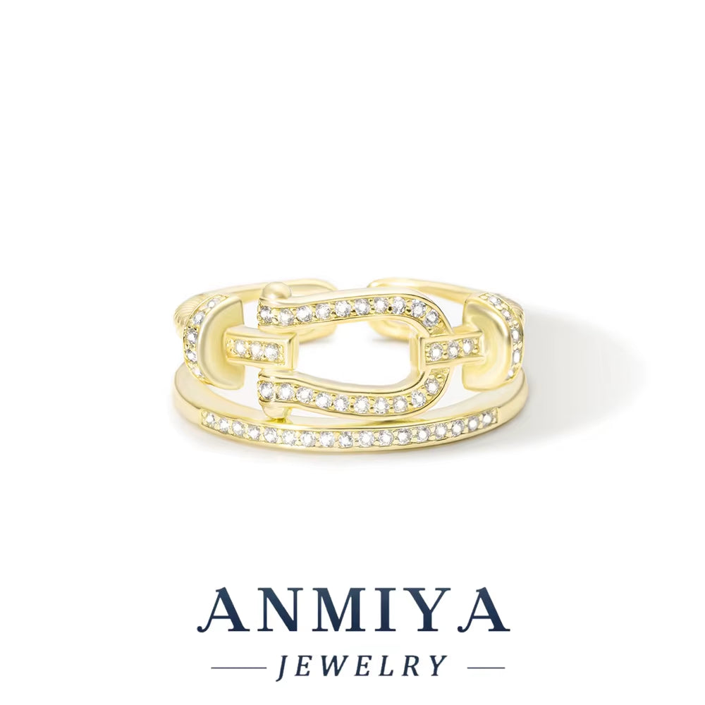 Simple Fashion Jewelry 925 Sterling Silver Plain Circle Ring Set for Women INS Style Niche Light Luxury Personality Base Ring