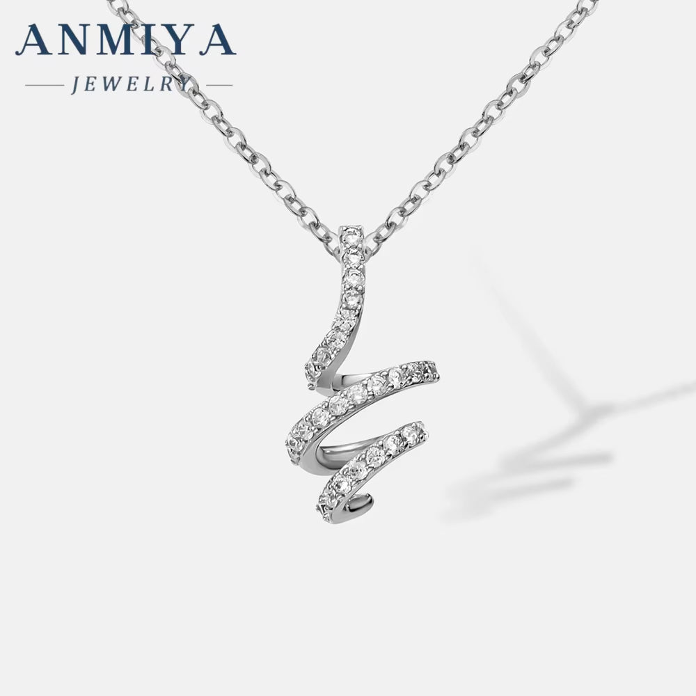 ANMIYA Minimalist Surround Rose Gold Plated Necklace Sterling Silver Fashion Jewelry Girls Necklaces