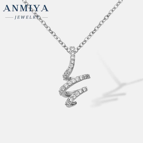 ANMIYA Minimalist Surround Rose Gold Plated Necklace Sterling Silver Fashion Jewelry Girls Necklaces