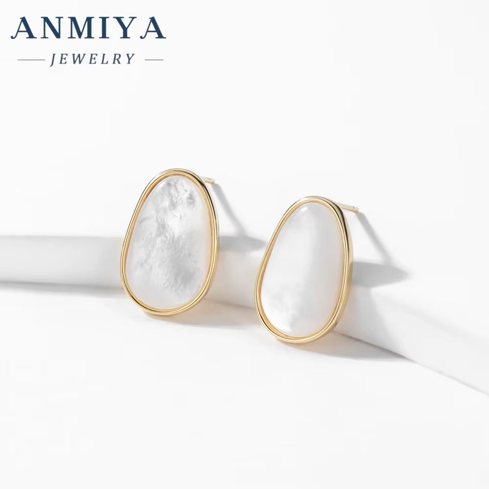 S925 Sterling Silver Korean Style White Shell Earrings Luxury Fashion Jewelry Wholesale Earrings