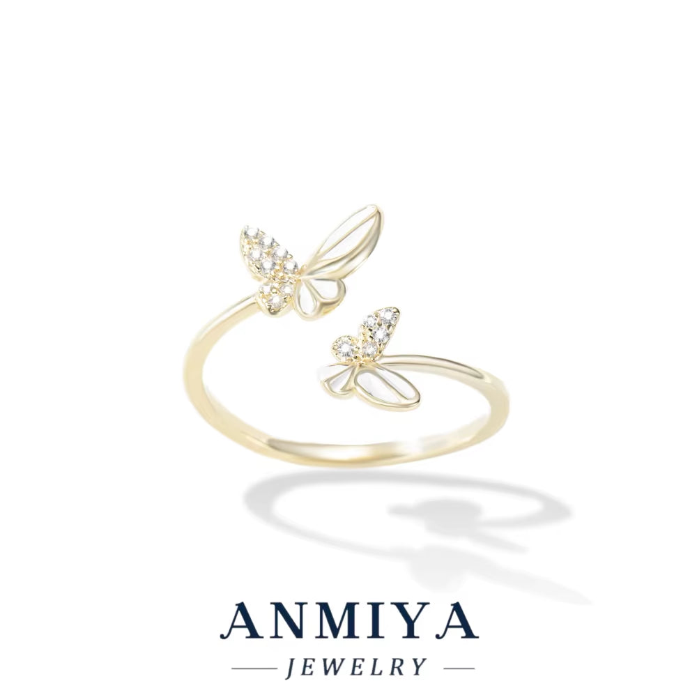 Wholesale Butterfly 925 Silver Open Cuff Ring Elegant Adjustable Women'S Fashion Jewelry Available for Daily Wear