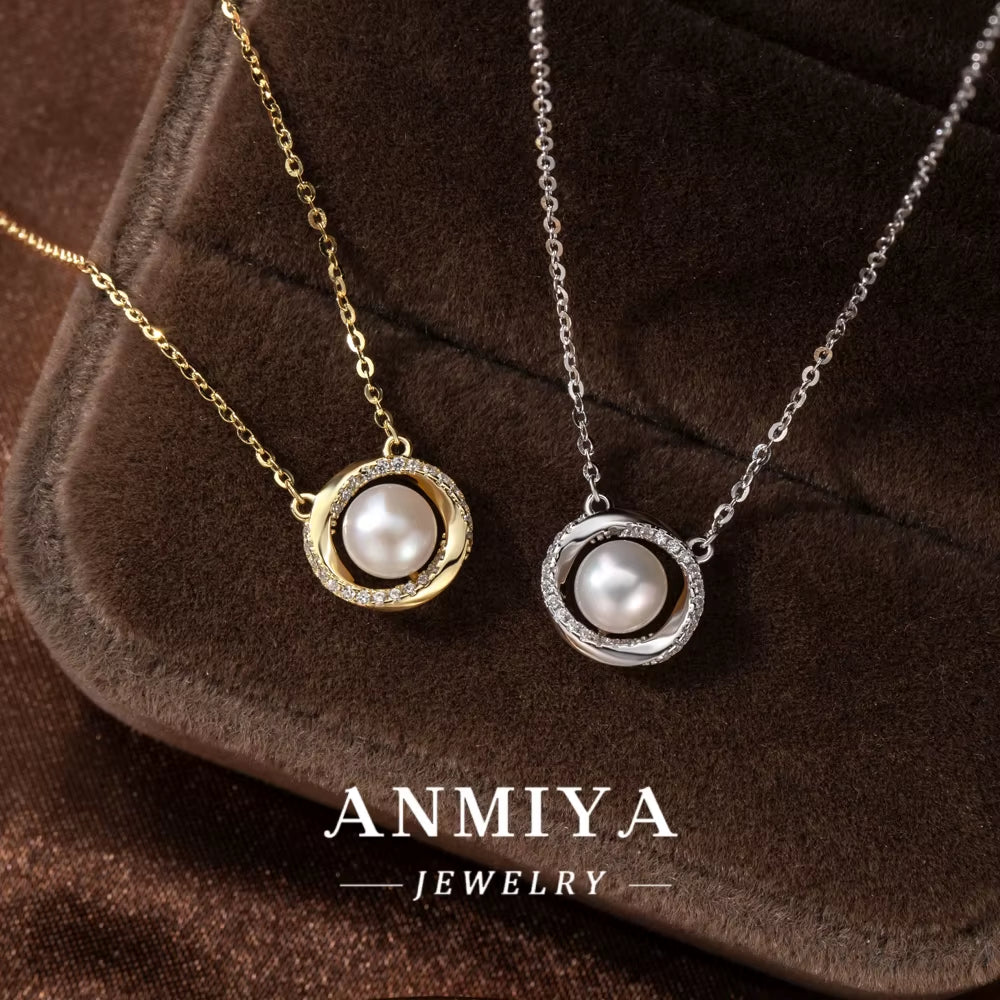 Hot Sale 925 Sterling Silver 5A White Zircon Pendant Necklace Pearl Fine Fashion Jewelry Set for Weddings