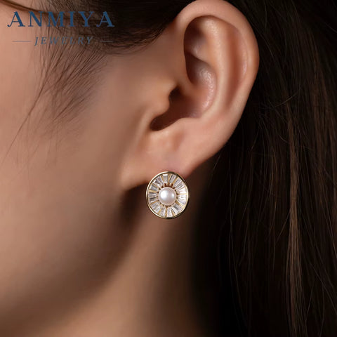 Manufacturer Irregular Circle Pearl Necklace Set Zircon 925 Sterling Silver Jewelry Wedding Engagement Girls Necklaces Earrings