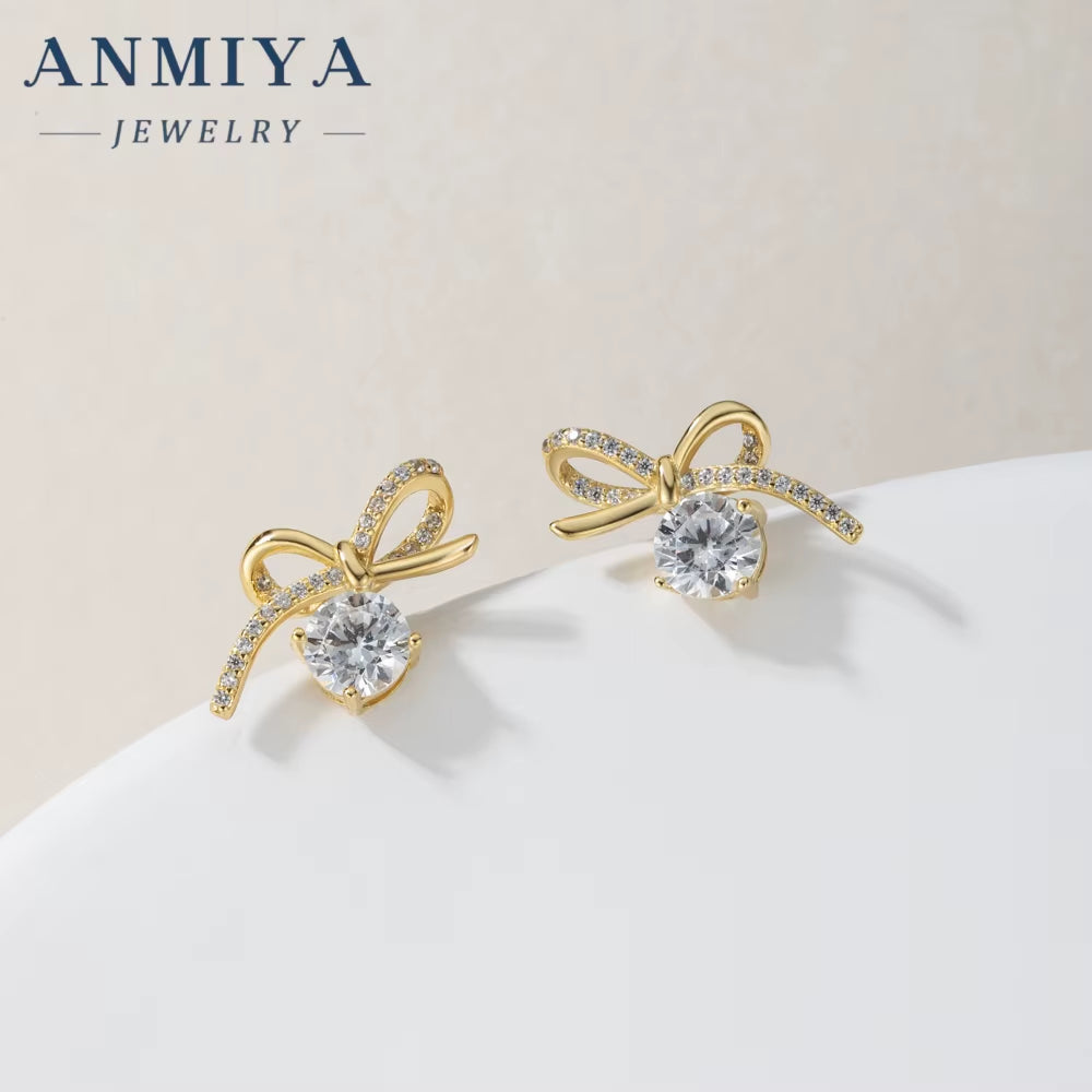 Exquisite Wedding Necklace Earring Set 925 Sterling Silver Micro-Inlaid Zircon Bow Jewelry Earrings Necklace for Women Gift