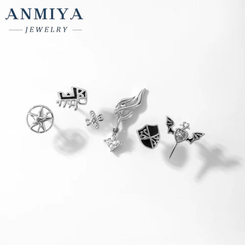 ANMIYA New Tide Dark Punk Small Stud Earrings 3 Pcs Set Piercing Earrings for Cool Girl