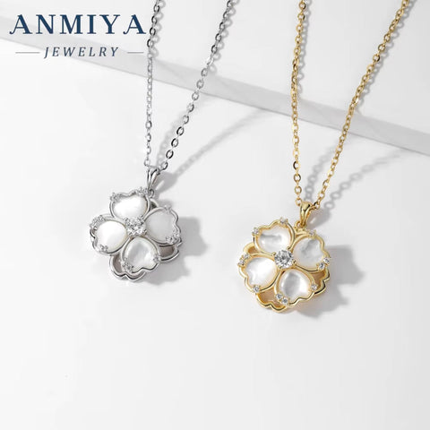 Wholesale Women Jewellery 925 Sterling Silver Four-Leaf Clover of Pearl Pendant S925 Necklace Jewelry for Bestfriend Jewelry