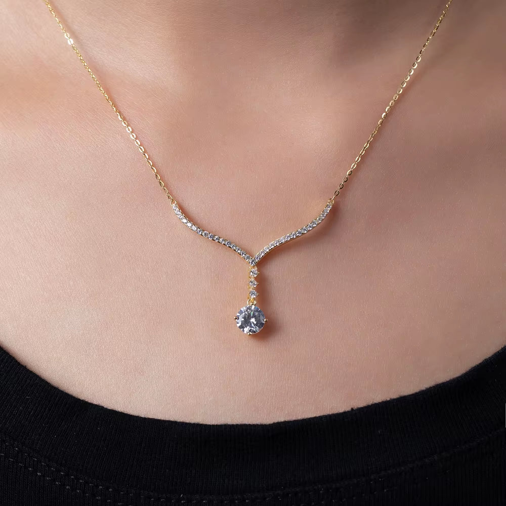 High Quality Zircon Chain S925 Sterling Silver Cubic Zirconia Trendy Necklace Elegant 18K Gold Plated Fine Jewelry