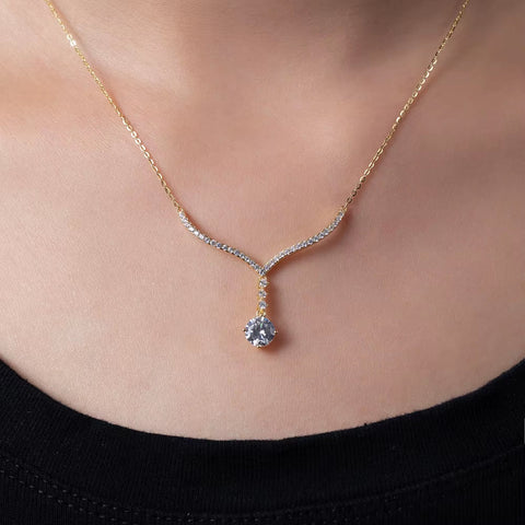 High Quality Zircon Chain S925 Sterling Silver Cubic Zirconia Trendy Necklace Elegant 18K Gold Plated Fine Jewelry