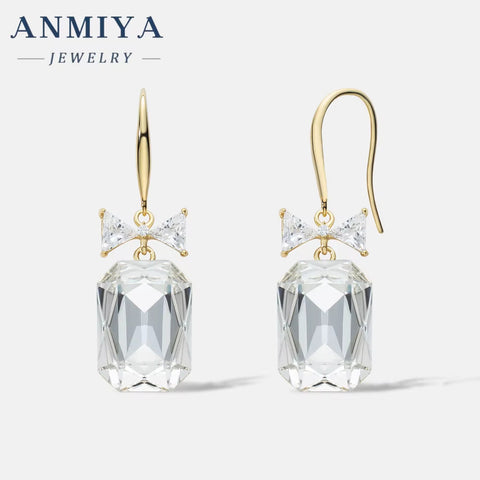 Ultra Sparkling Zircon Ear Hook Temperament Light Bow Luxury Earrings Creative Design 925 Sterling Silver Formal Earrings