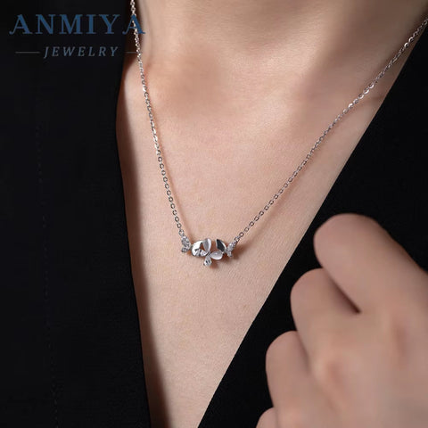 ANMIYA Hot Selling One-Line Shape Butterfly Necklace for Women 925 Silver Collarbone Chain with Butterfly Design Necklace
