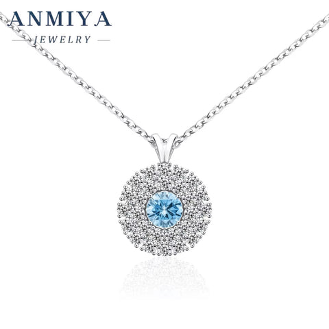 Birthday Gift Drop Stone Pendant Pink Cushion Zircon round Ice Cut Silver Necklace Elegant Queen 925 Silver Necklace