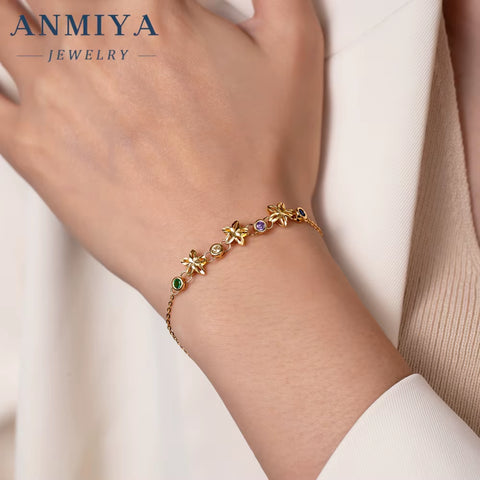 Summer Wholesale 925 Silver 14K Jewelry Simple Dainty Bracelet with Colorful Daisy Flower Waterproof Zircon Bracelet