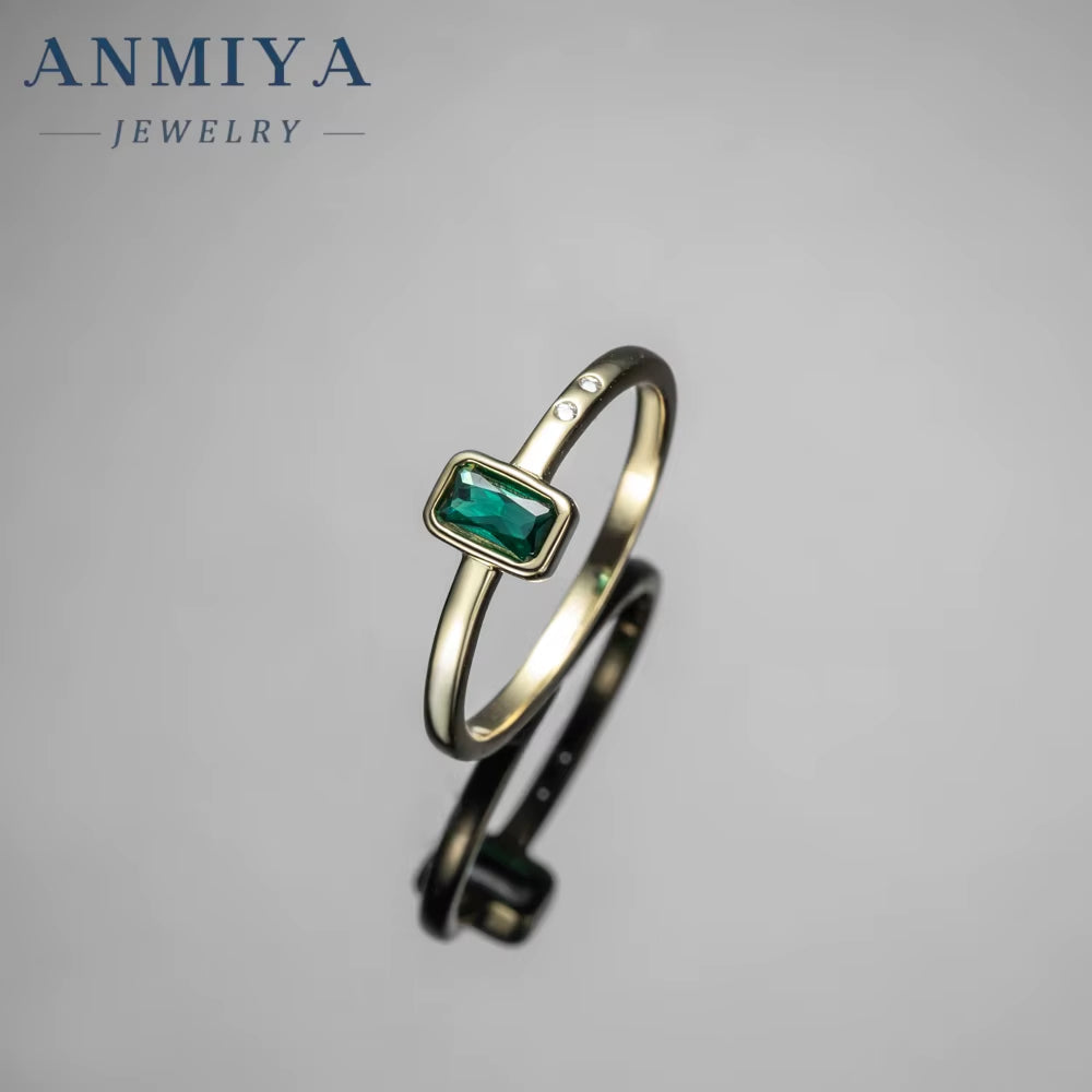 5A Cubic Zirconia Emerald Green Engagement CZ Custom Gold Wedding Emerald Ring 925 Sterling Silver for Women