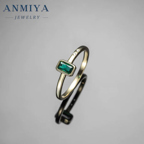 5A Cubic Zirconia Emerald Green Engagement CZ Custom Gold Wedding Emerald Ring 925 Sterling Silver for Women