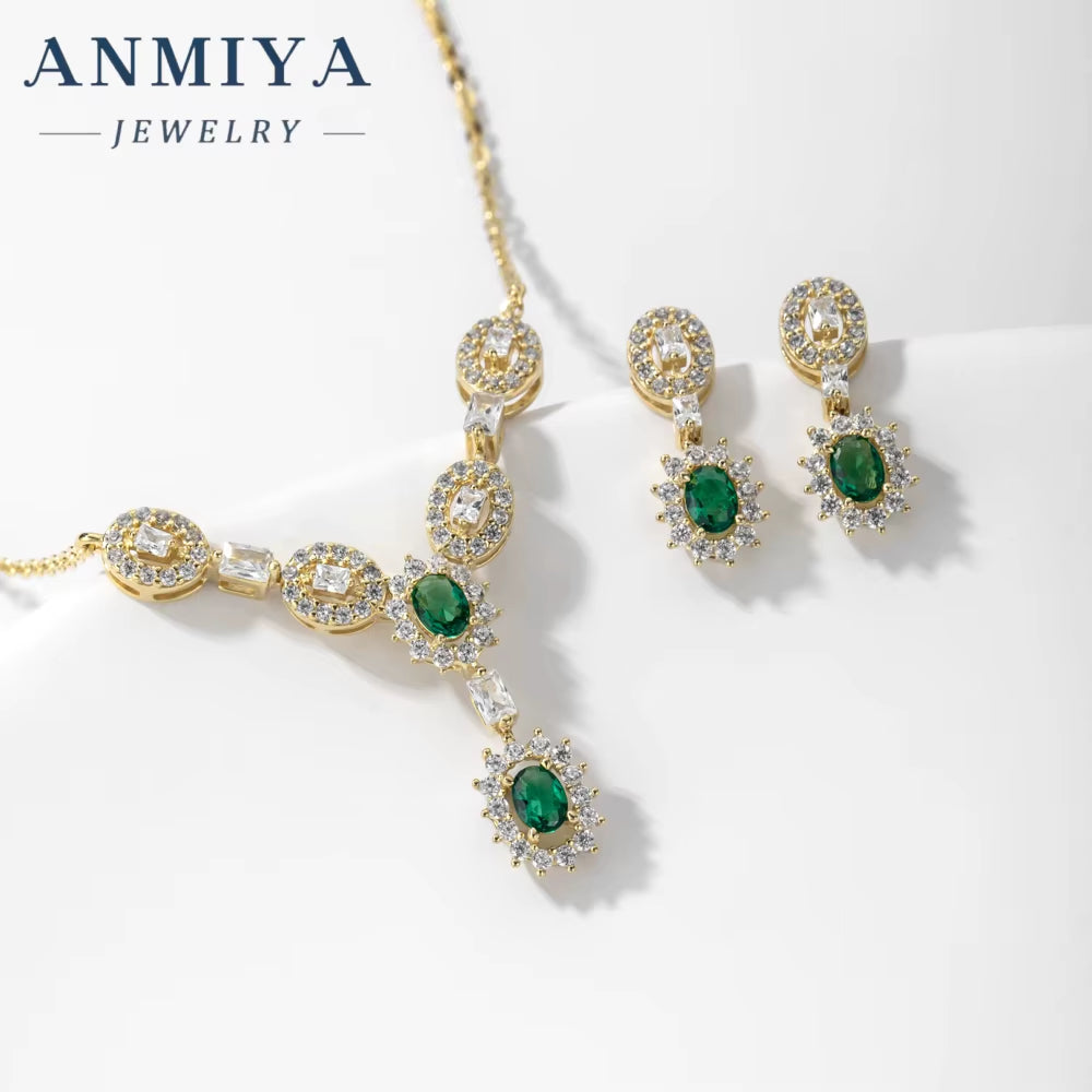 Niche Luxury Necklace Jewelry Crafted 925 Sterling Silver Zircon Stone Emerald Necklaces Earrings Set for Women Female