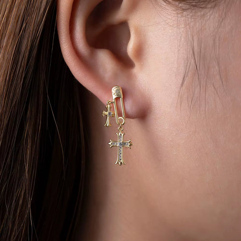 Fashion 925 Silver Dangle Earrings Paper Clip Christian Jewelry Gothic Cross Christian Jewelry Jesus Pendant Stud Earrings