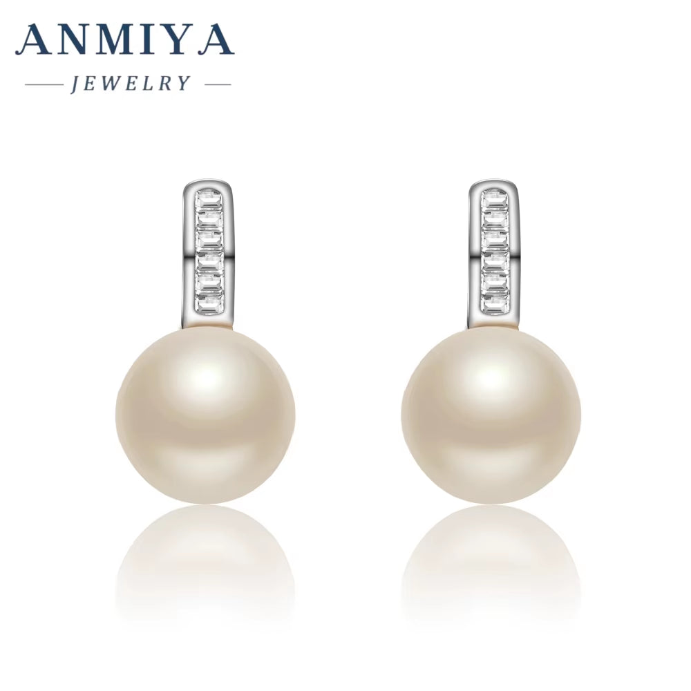 Hot Wholesale INS Jewelry Zircon 925 Sterling Silver Stud Freshwater Pearl Earrings