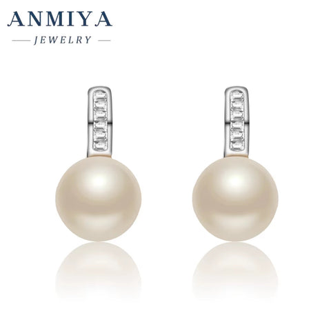 Hot Wholesale INS Jewelry Zircon 925 Sterling Silver Stud Freshwater Pearl Earrings
