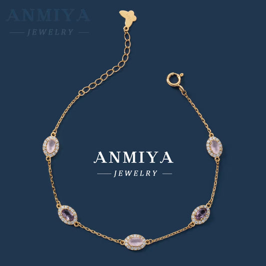 High Quality Fashion Jewelry Accessory Femmes Colored Jewelry 925 Silver Vintage Oval Shape Bracelet