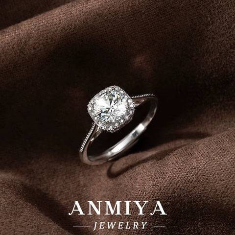 Gorgeous Silver Jewelry - Smooth-Edged 925 Sterling Silver Moissanite Ring for Wedding