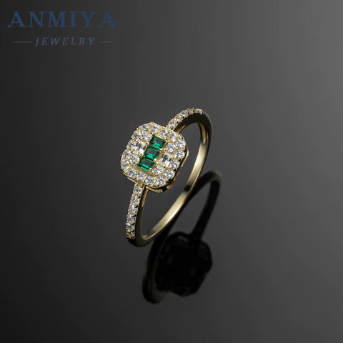 Vintage 925 Sterling Silver Square Green Glaring Emerald Rings Anniversary Gift Dubai Gold Wedding Bands for Women