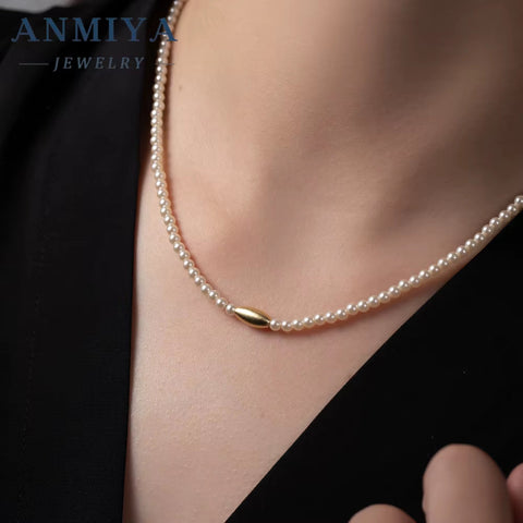 Fashion Freshwater Pearl Necklace High Quality with 18K Gold Plated Beaded Choker Natural Pearl Collar Daily Gift for Her
