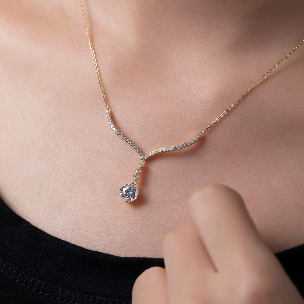 High Quality Zircon Chain S925 Sterling Silver Cubic Zirconia Trendy Necklace Elegant 18K Gold Plated Fine Jewelry