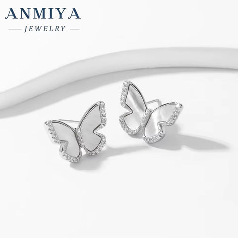 ANMIYA Fine Fashion Jewelry Zc Butterfly 925 Sterling Silver Sweet Girl Earrings