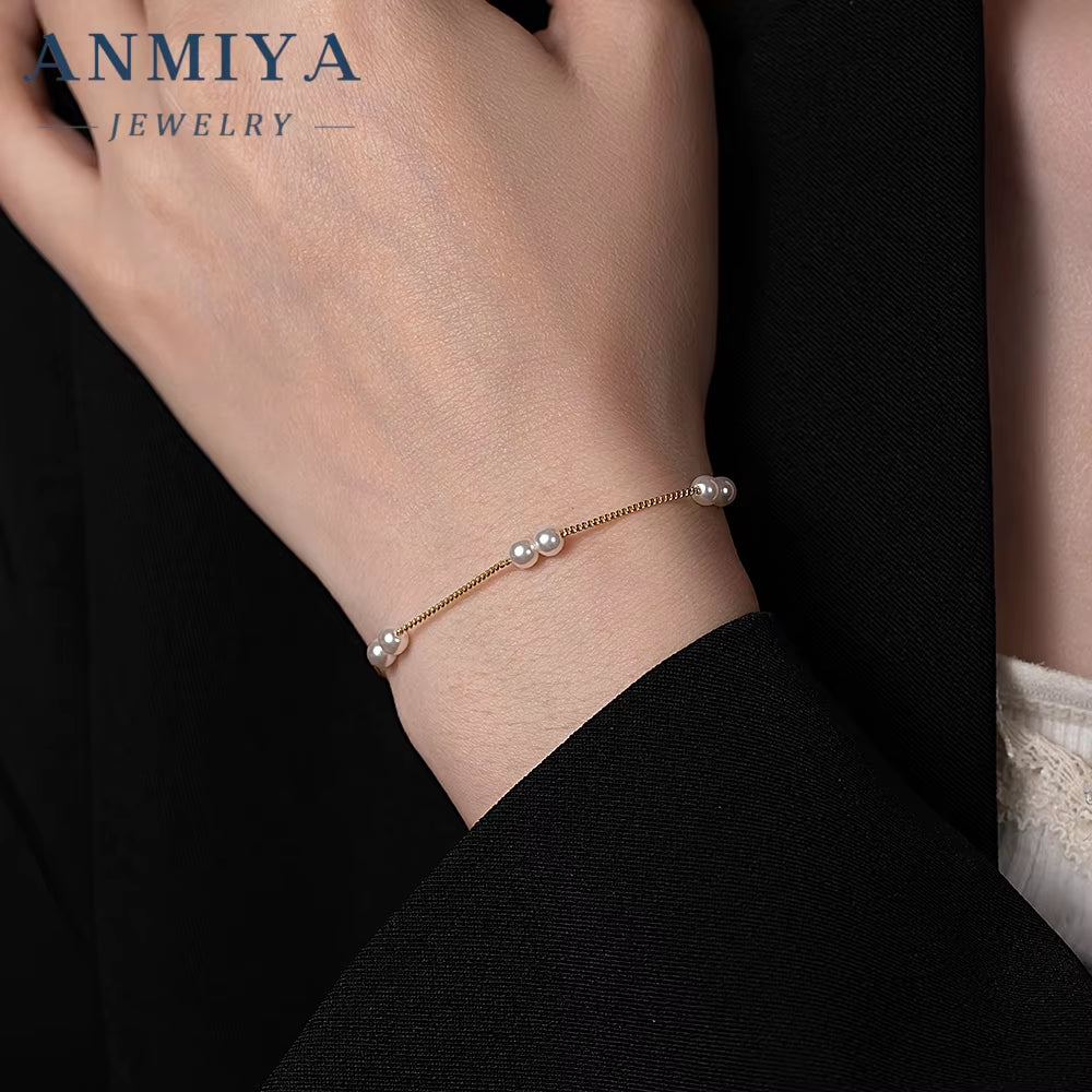 Handmade 925 Silver Jewelry Pearl Bracelet for Wedding Accessories with 6Mm Pearls and Sterling Clasp