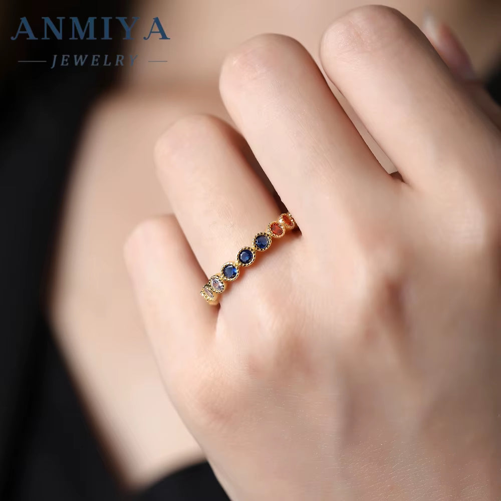 Minimalist High Quality Glaring Colorful Zircon 925 Silver Lab Diamond Ring for Beat Gift