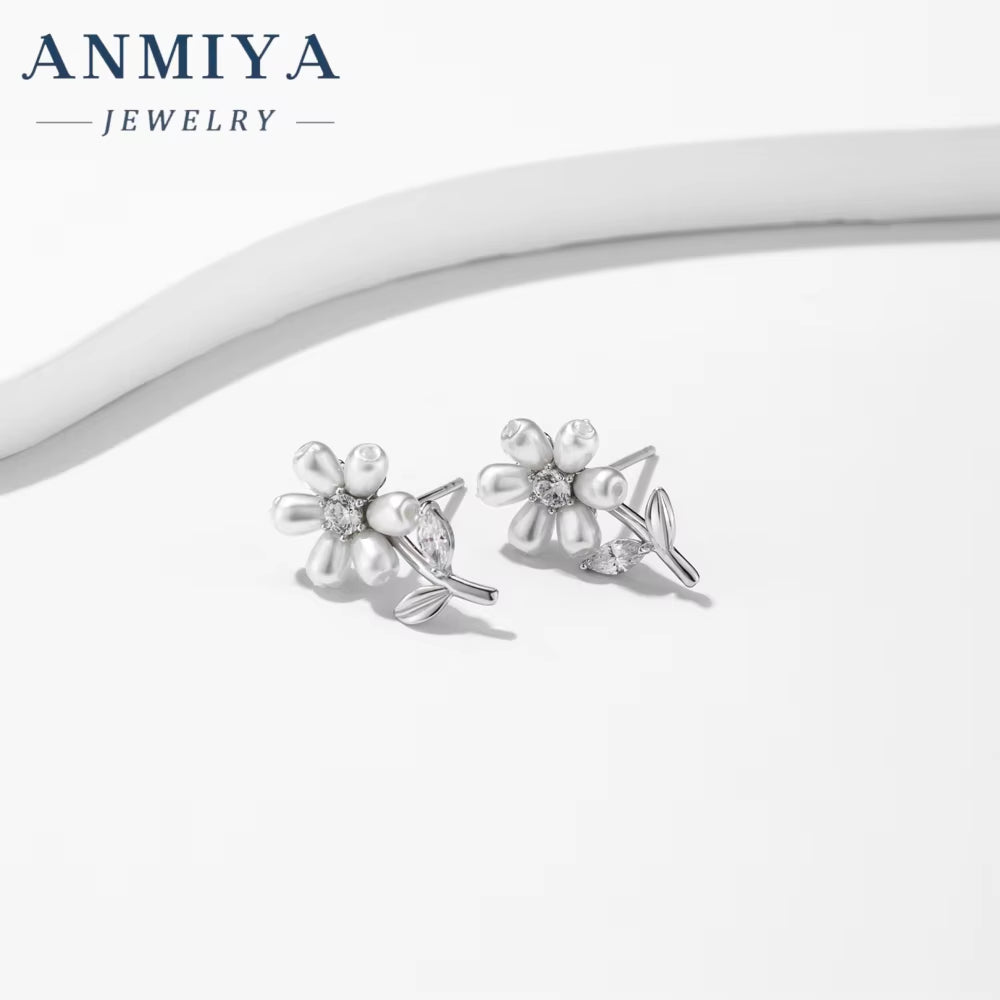 ANMIYA Korean INS Summer Sweet Earrings Women Fashion Jewelry Earrings Flower Stud Earrings for Gift