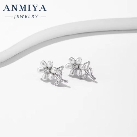 ANMIYA Korean INS Summer Sweet Earrings Women Fashion Jewelry Earrings Flower Stud Earrings for Gift